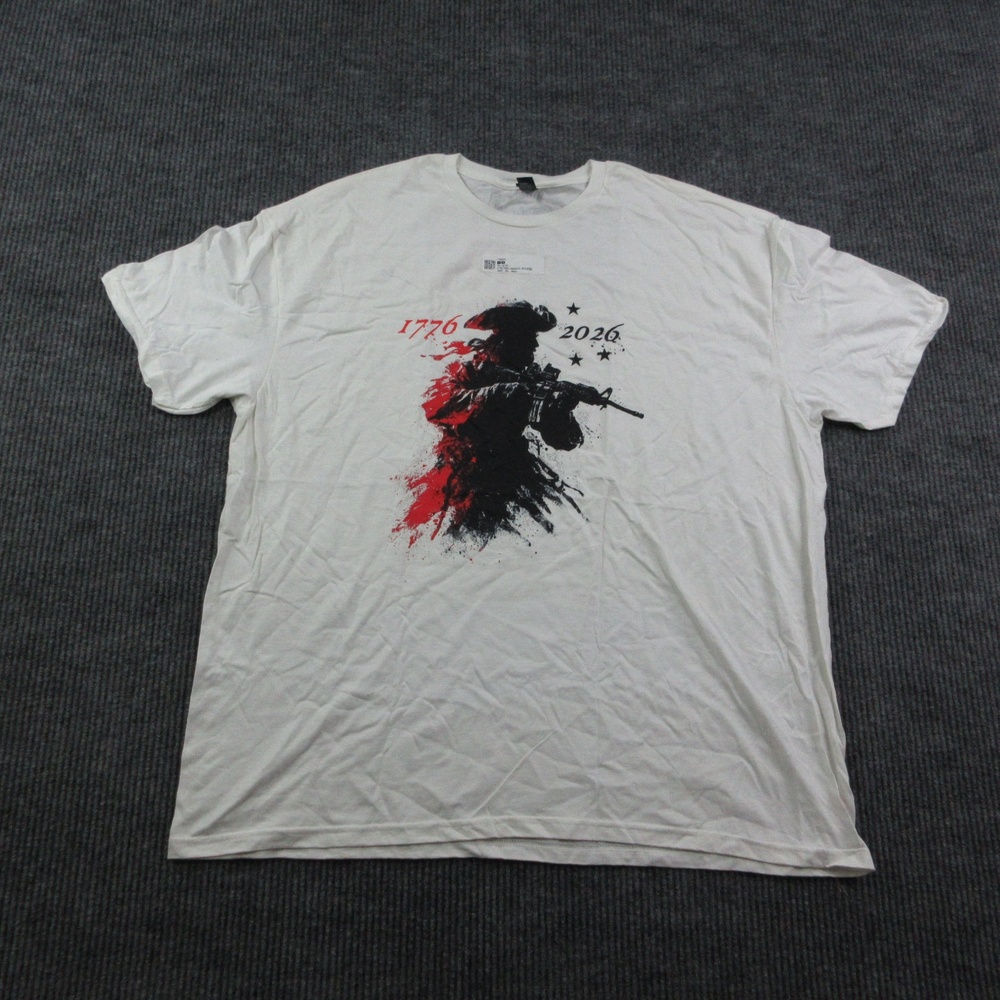 250 Flag Shirt Mens 3XL White Crew Neck 1776 2026 Patriotic Gildan Graphic Tee